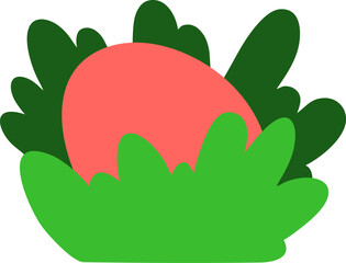 Easter Day Egg in a Grass Flat Hand Drawn Illustration