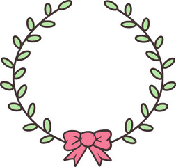 Easter Day Wreath Flat Hand Drawn Illustration