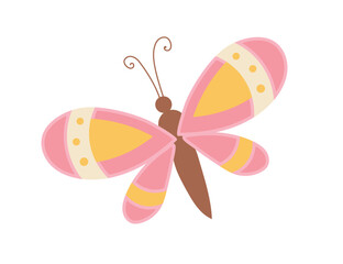 Concept Spring Easter colorful butterfly. This vector illustration showcases a spring scene with vibrant colors and Easter elements such as colorful butterfly. Vector illustration.