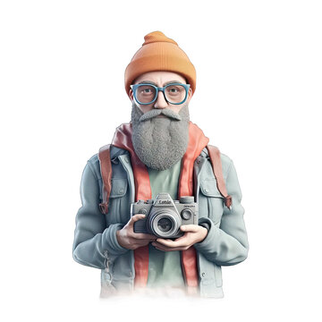 Artistic hipster with beanie with camera - Plasticine Illustration 4