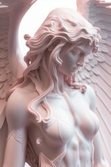Pink marble statue of a winged angel