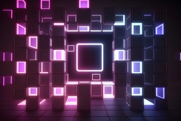 background with glowing squares created using AI Generative Technology