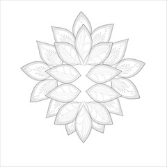 Zentangle drawing of flowers in black and white for coloring book. Hand Drawn Flowers for Adult Anti Stress of coloring page in Monochrome Isolated in white background