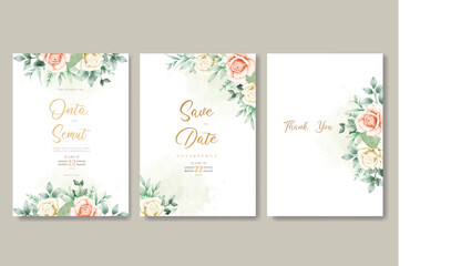 Fototapeta na wymiar beautiful floral roses wedding invitation card