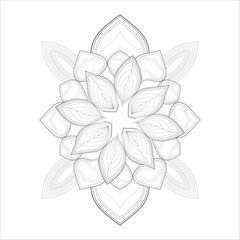Colouring Page for Adult for Fun and Relaxation. Hand Drawn Sketch for Adult Anti Stress. Decorative Abstract Flowers in Black Isolated on White Background.-vector