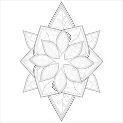 Colouring Page for Adult for Fun and Relaxation. Hand Drawn Sketch for Adult Anti Stress. Decorative Abstract Flowers in Black Isolated on White Background.-vector