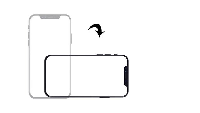 Smartphone Rotation. How to Rotate Phone Device .Animation isolated in Black background. 