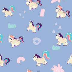 Cute unicorn, and pink background decoration. Seamless repeating pattern texture background design for fashion fabrics, textile graphics, prints etc.