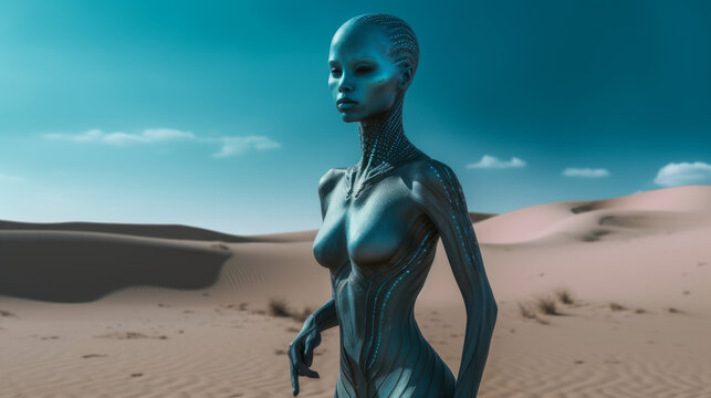 A georgeous alien woman on an alien planet, generative ai