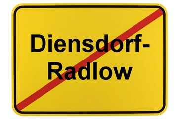 Illustration eines Ortsschildes der Gemeinde Diensdorf-Radlow in Brandenburg