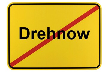 Illustration eines Ortsschildes der Gemeinde Drehnow in Brandenburg