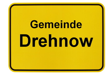 Illustration eines Ortsschildes der Gemeinde Drehnow in Brandenburg