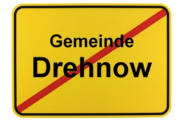 Illustration eines Ortsschildes der Gemeinde Drehnow in Brandenburg