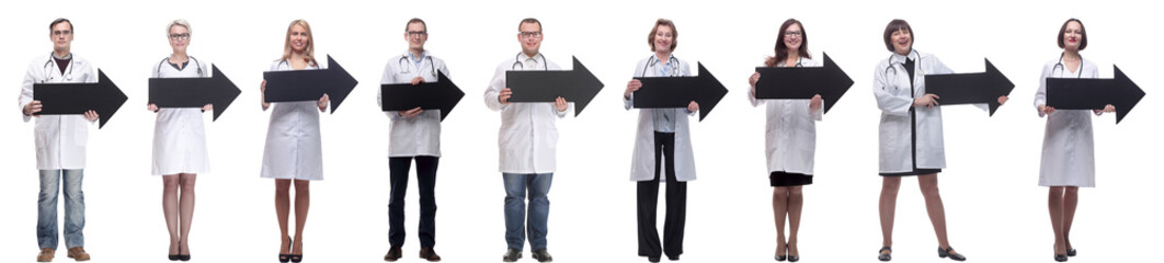 group of successful business people with black arrow