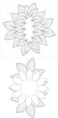 Hand Drawn Flowers for Adult Anti Stress of coloring page in Monochrome Isolated on White Background.-vector