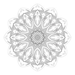 Mandala round decorative ornament for abstract background or adult coloring book page, vector illustration