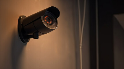 American house surveillance camera mounted on a wall, generative ai