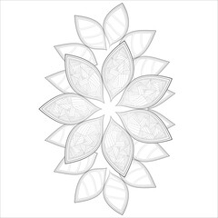 Hand Drawn Flowers for Adult Anti Stress of coloring page in Monochrome Isolated on White Background.-vector