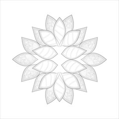 Fototapeta premium Hand Drawn Flowers for Adult Anti Stress of coloring page in Monochrome Isolated on White Background.-vector