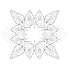 Hand Drawn Flowers for Adult Anti Stress of coloring page in Monochrome Isolated on White Background.-vector
