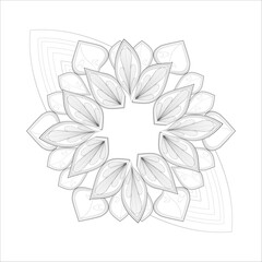 Hand Drawn Flowers for Adult Anti Stress of coloring page in Monochrome Isolated on White Background.-vector