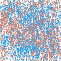 Seamless pattern with blue and orange dots.