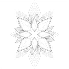 Hand Drawn Flowers for Adult Anti Stress of coloring page in Monochrome Isolated on White Background.-vector