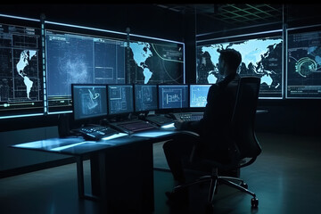 Goal of business, Investor, Businessman analysis economic and calculates financial data and target for long-term investments and profitability in future on digital data network