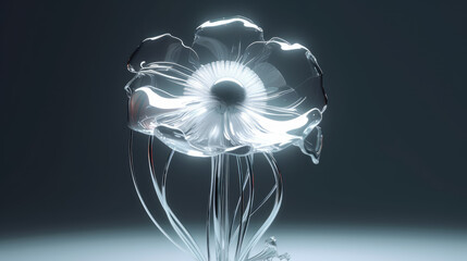 Futuristic inorganic flower made in digital style, generative ai