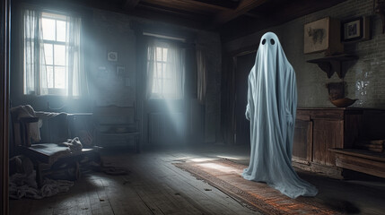Fototapeta na wymiar Haunting ghost in a house, generative ai