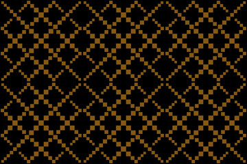 Diagonal tile of  pixel pattern. Design of  retro style gold on black background. Design print for illustration, texture, textile, wallpaper, background. Set 2