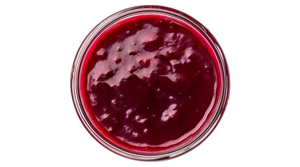 strawberry jam in a jar top view isolated on transparent background