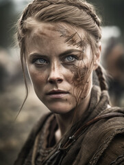 Medieval female Viking warrior , Generative AI