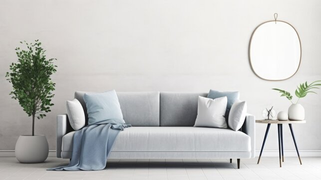 Modern Interior Design Background. Stylish Living Room. Generative AI.