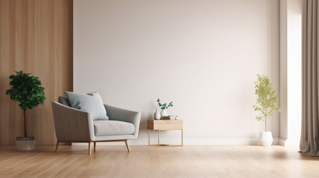 Modern Living Room Background. Stylish Interior Design. Generative AI.