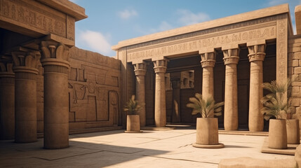 Fototapeta premium Outdoor egyption architecture, old ancient architecture, generative ai