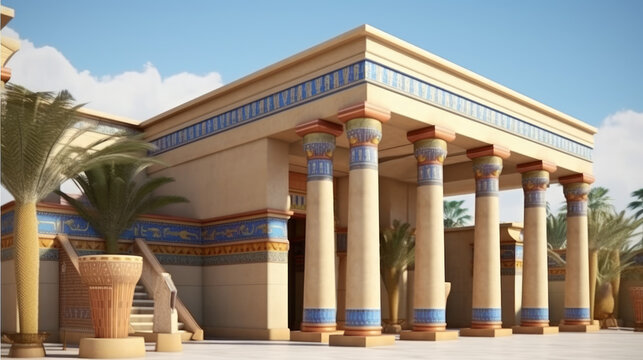 Outdoor egyption architecture, old ancient architecture, generative ai