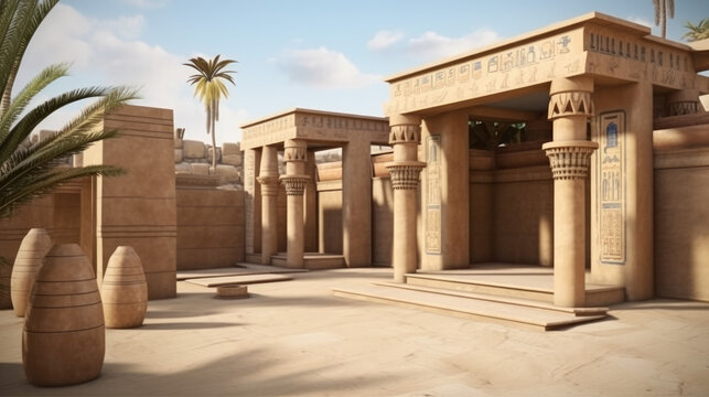 Outdoor egyption architecture, old ancient architecture, generative ai