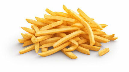 French fries on white background, generative ai