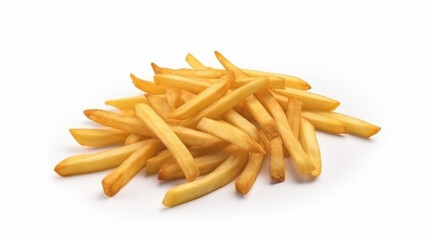 French fries on white background, generative ai