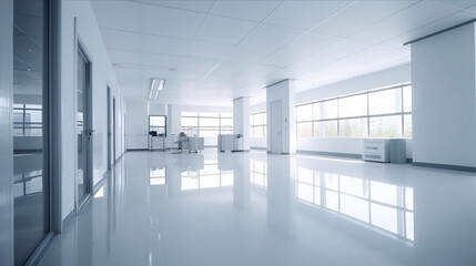 Naklejka na ściany i meble hospital white clean floor hospital, architecture, and health, hospital Medical concept, Generative AI ,illustration