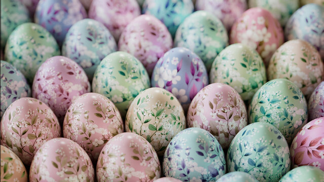 Easter Background with Perfectly arranged Eggs.