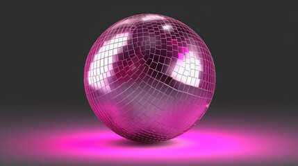 Pink glitter discoball sparkle lighting, disco party in pink color, generative ai