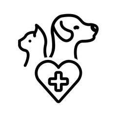 Black line icon for Pet health