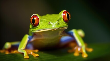 Macro photograph of a Red-eyed tree frog. Generative AI