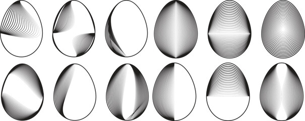 Easter Egg Design. Vector oval shape. Ornament Easter eggs set.