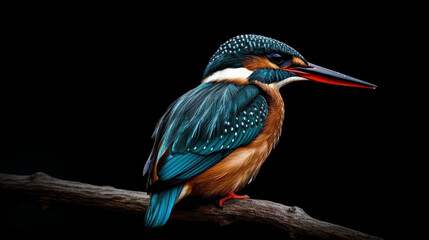 Stunning kingfisher with blurry background next to the river, generative ai