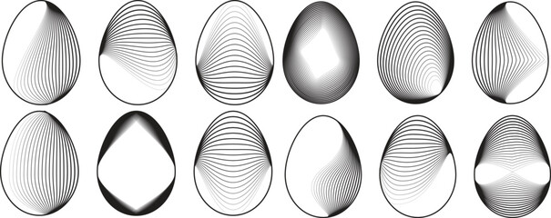 Easter Egg Design. Vector oval shape. Ornament Easter eggs set.