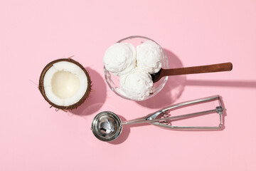 Summer dessert - ice cream, ice cream with coconut