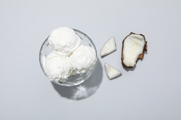 Summer dessert - ice cream, ice cream with coconut